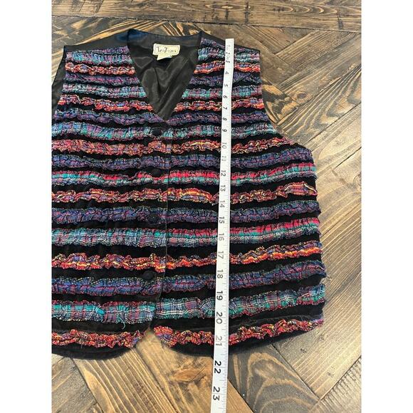 VTG Tantrums Vest Women Large Colorful Grunge Art to Wear Adjustable Patchwork - Picture 5 of 6